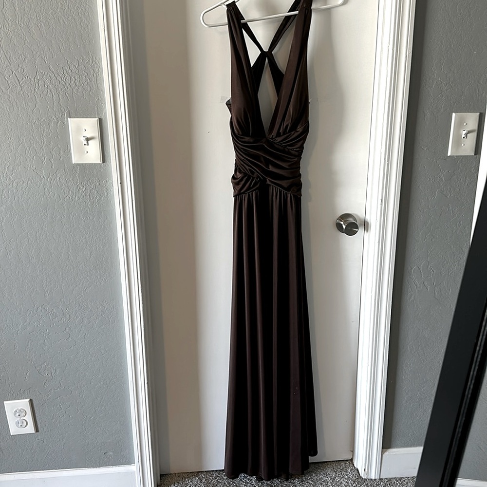 Floor length formal gown.